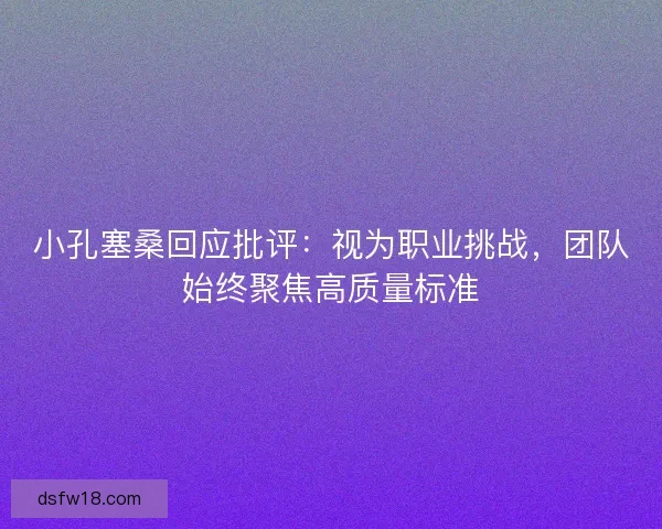 小孔塞桑回应批评：视为职业挑战，团队始终聚焦高质量标准